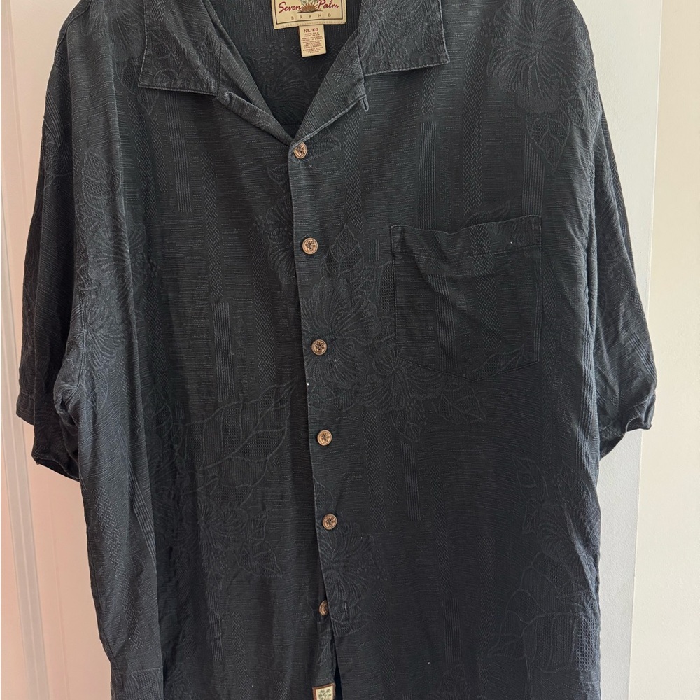Seven Palms Men’s Black Hawaiian Shirt – Size XL